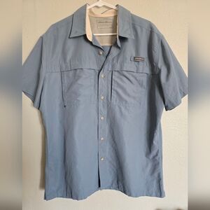 Eddie Bauer Shirt‎ Mens L Blue Classic Short Sleeve Button Down Pockets Vented